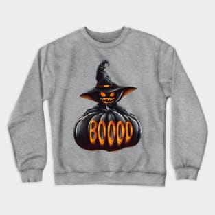 Halloween pumpkin boo with witch hat Crewneck Sweatshirt